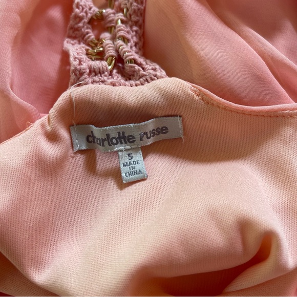 Charlotte Russe, Peach Asymmetrical Dress Sz Small, Racerback Straps - Picture 5 of 7